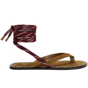 Zara Brown & Burgundy Wrap Sandals Women’s Size 10 – Excellent Condition